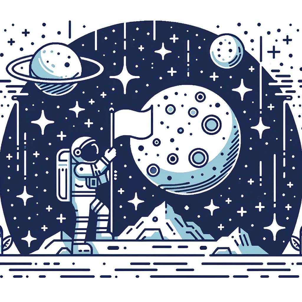 an astronaut, modern flat design style illustration with line elements